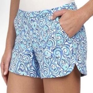 Lilly Pulitzer Printed Lounge ShortsBlue White Paisley fish Pattern Casual Comfy